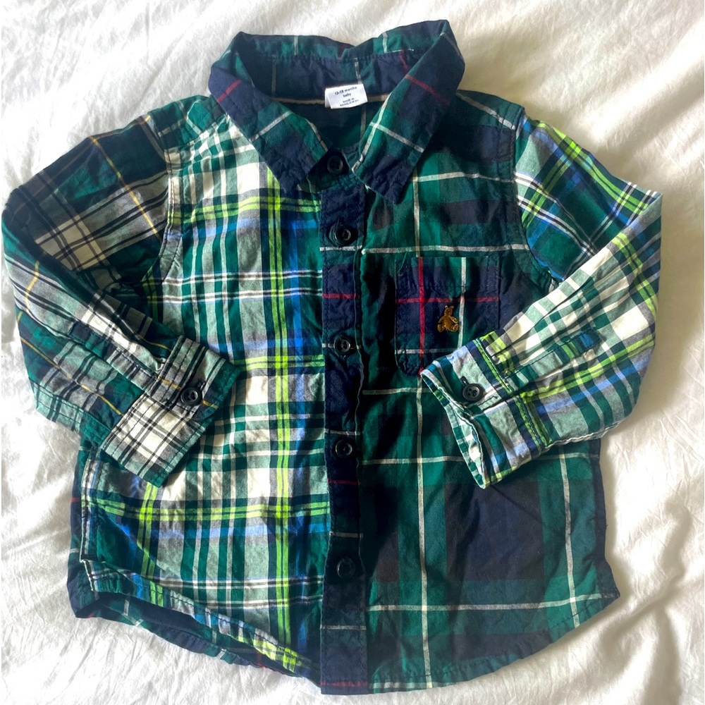 Baby Boy Gap Button Down Shirt and Casual Pants Set.